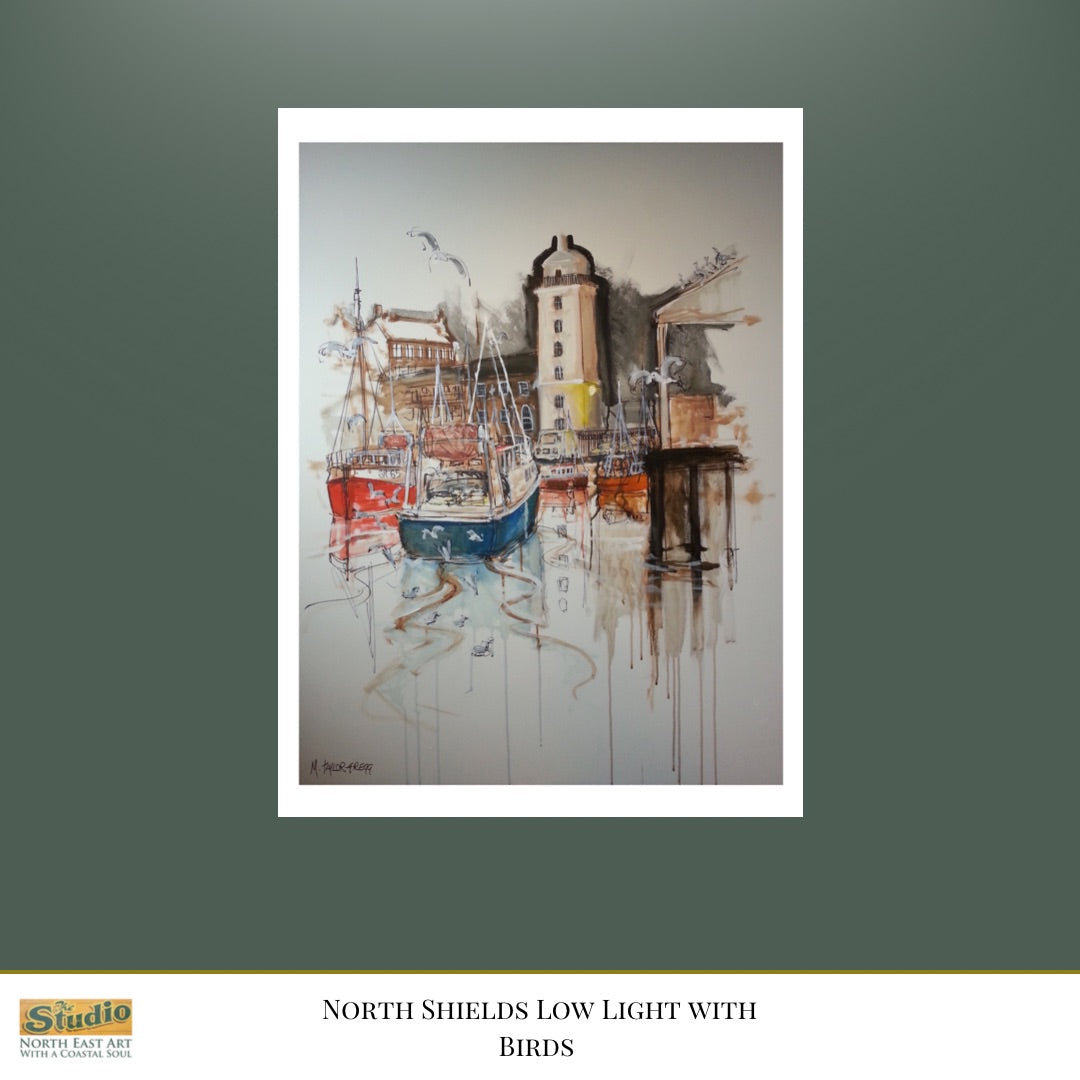 North Shields Low Light with birds - Limited Edition Print